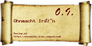 Ohnmacht Irén névjegykártya